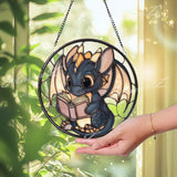 Baby Dragon Suncatcher: Stained Glass Window Panel, Fantasy Book Lover Gift