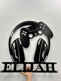 Custom Video Game Metal Sign with Led Light, Game Controller Metal Wall Art, Gamer Name Sign, Game Room Decor, Video Game Art, Gift for Him