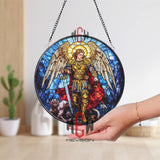 Archangel Michael Stained Glass Suncatcher, Warrior Angel Window Panel, Spiritual Protection Decor, Christian Religious Gift