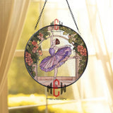 Ballet Dancer Stained Glass Suncatcher, Elegant Ballerina Window Panel, Purple Dress Art Decor, Gift for Dancers and Ballet Lovers