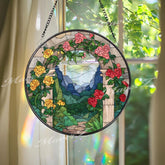 Rose Archway Suncatcher: Floral Garden Window Hanging, Cottagecore Decor