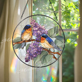 Bluebird Stained Glass Suncatcher: Hydrangea Floral Window Hanging
