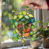 Hanging Plant Acrylic Wavy Suncatcher Ornament, Green Vines in Terracotta Pot, Botanical Faux Stained Glass Window Decor for Plant Lovers