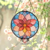 Sunburst Flower Stained Glass Suncatcher, Colorful Round Floral Panel for Window, Bright Boho Garden Decor, Handmade Gift Idea