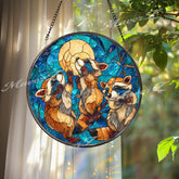 Raccoon Suncatcher: Moonlight Stained Glass Window Decor