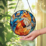 Red Fox Stained Glass Suncatcher: Woodland Window Decor