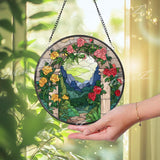 Rose Archway Suncatcher: Floral Garden Window Hanging, Cottagecore Decor