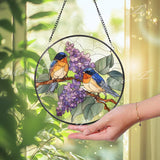 Bluebird Stained Glass Suncatcher: Hydrangea Floral Window Hanging