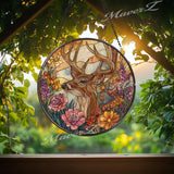 Deer Stained Glass Suncatcher: Buck in Wildflowers Window Hanging