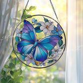 Butterfly Suncatcher: Floral Stained Glass Window Panel