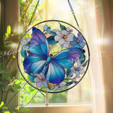 Butterfly Suncatcher: Floral Stained Glass Window Panel