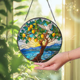 Lemon Tree Stained Glass Suncatcher: Coastal Beach House Decor
