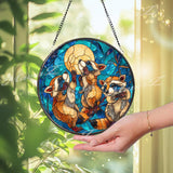 Raccoon Suncatcher: Moonlight Stained Glass Window Decor