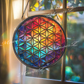 Flower of Life Suncatcher: Sacred Geometry Rainbow Glass Decor