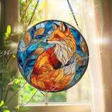 Red Fox Stained Glass Suncatcher: Woodland Window Decor