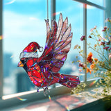 Christmas Cardinal Acrylic Suncatcher with Santa Hat, Red Bird Holiday Window Hanging Ornament, Festive Acrylic Decor Gift for Nature Lovers