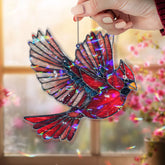 Flying Cardinal Acrylic Suncatcher, Red Bird Window Hanging Ornament, Bright Acrylic Nature Decor, Gift for Bird Lovers