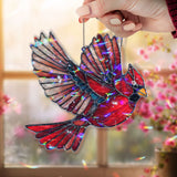 Flying Cardinal Acrylic Suncatcher, Red Bird Window Hanging Ornament, Bright Acrylic Nature Decor, Gift for Bird Lovers