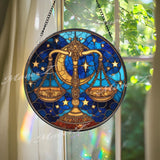 Jesus Ascension Stained Glass Suncatcher, Round Window Panel with Disciples, Christian Religious Wall Hanging, Faith Home Decor Gift