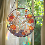 Warrior Knight Acrylic Suncatcher, Stained Glass Style Medieval Soldier with Spear and Shield, Fantasy Window Hanging Home Decor