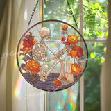 Warrior Knight Acrylic Suncatcher, Stained Glass Style Medieval Soldier with Spear and Shield, Fantasy Window Hanging Home Decor