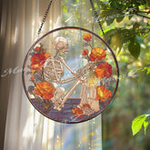 Warrior Knight Acrylic Suncatcher, Stained Glass Style Medieval Soldier with Spear and Shield, Fantasy Window Hanging Home Decor