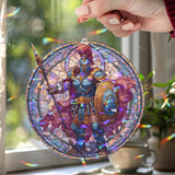 Archangel Acrylic Suncatcher, Stained Glass Style Angel with Sword and Shield, Guardian Angel Window Hanging, Spiritual Home Decor