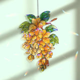 Golden Wisteria Acrylic Suncatcher, Stained Glass Style Yellow Flower Window Hanging, Botanical Nature Home Decor, Garden Lover Gift