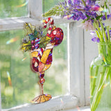 Christmas Acrylic Suncatcher, Stained Glass Style Holiday Glass with Candy Cane, Holly and Ornament, Festive Window Hanging Decor