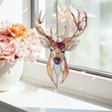 Deer Head Acrylic Suncatcher, Stained Glass Style Buck Antler Window Hanging, Rustic Cabin Decor, Nature Wildlife Wall Art Gift
