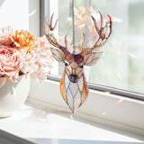Deer Head Acrylic Suncatcher, Stained Glass Style Buck Antler Window Hanging, Rustic Cabin Decor, Nature Wildlife Wall Art Gift