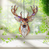 Deer Head Acrylic Suncatcher, Stained Glass Style Buck Antler Window Hanging, Rustic Cabin Decor, Nature Wildlife Wall Art Gift
