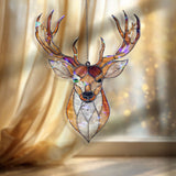 Deer Head Acrylic Suncatcher, Stained Glass Style Buck Antler Window Hanging, Rustic Cabin Decor, Nature Wildlife Wall Art Gift