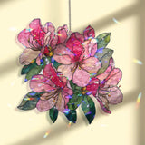 Pink Azalea Acrylic Suncatcher, Stained Glass Style Floral Window Hanging Panel, Garden Nature Inspired Home Decor Gift for Flower Lovers