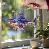 Shark Acrylic Suncatcher, Stained Glass Style Ocean Animal Window Hanging, Nautical Marine Life Home Decor Gift for Beach and Sea Lovers