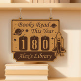 Books Read This Year Tracker - Space Shuttle and Planets Design, Unique Gift for Readers, Cosmic Bookshelf Counter, Yearly Reading Challenge