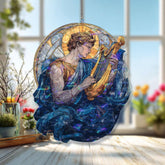 Apollo with Lyre Acrylic Suncatcher, Greek God of Music and Sun Stained Glass Style Panel, Mythology Window Hanging Home Décor