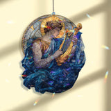 Apollo with Lyre Acrylic Suncatcher, Greek God of Music and Sun Stained Glass Style Panel, Mythology Window Hanging Home Décor