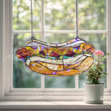 Hot Dog Acrylic Suncatcher, Fun Food Window Hanging Ornament, Colorful Stained Glass Style Kitchen Decor, Unique Gift for Food Lovers