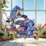 Sleeping Wizard Raccoon Acrylic Suncatcher, Stained Glass Style Magical Animal Window Hanging, Cute Halloween Fantasy Home Decor Gift