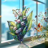 Lily of the Valley Acrylic Suncatcher, Stained Glass Style White Flower Window Hanging, Spring Garden Floral Home Decor Gift