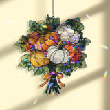 Pumpkin Bouquet Acrylic Suncatcher, Stained Glass Style Fall Harvest Window Hanging, Autumn Pumpkin Patch Home Decor Thanksgiving Gift