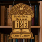 Tree of Knowledge Book Tracker, Wooden Reading Counter Sign, Custom Library Decor, Personalized Book Lover Gift, Reading Goal