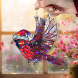Christmas Cardinal Acrylic Suncatcher with Santa Hat, Red Bird Holiday Window Hanging Ornament, Festive Acrylic Decor Gift for Nature Lovers