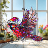 Christmas Cardinal Acrylic Suncatcher with Santa Hat, Red Bird Holiday Window Hanging Ornament, Festive Acrylic Decor Gift for Nature Lovers