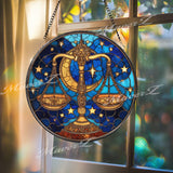 Jesus Ascension Stained Glass Suncatcher, Round Window Panel with Disciples, Christian Religious Wall Hanging, Faith Home Decor Gift