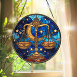 Jesus Ascension Stained Glass Suncatcher, Round Window Panel with Disciples, Christian Religious Wall Hanging, Faith Home Decor Gift
