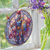Archangel Acrylic Suncatcher, Stained Glass Style Angel with Sword and Shield, Guardian Angel Window Hanging, Spiritual Home Decor