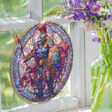 Archangel Acrylic Suncatcher, Stained Glass Style Angel with Sword and Shield, Guardian Angel Window Hanging, Spiritual Home Decor