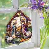 Warrior and Dog Acrylic Suncatcher, Stained Glass Style Knight with Shield and Spear, Fantasy Window Hanging, Mythological Home Decor